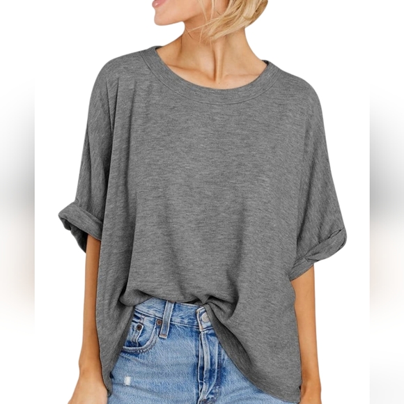 BUCKETLIST Tops - BUCKET LIST over size light grey top
